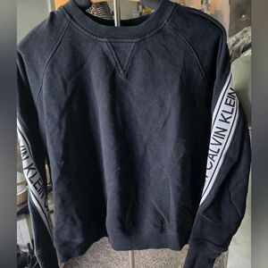 Calvin Klein WoMen's Black Logo-Trim Crewneck Sweater